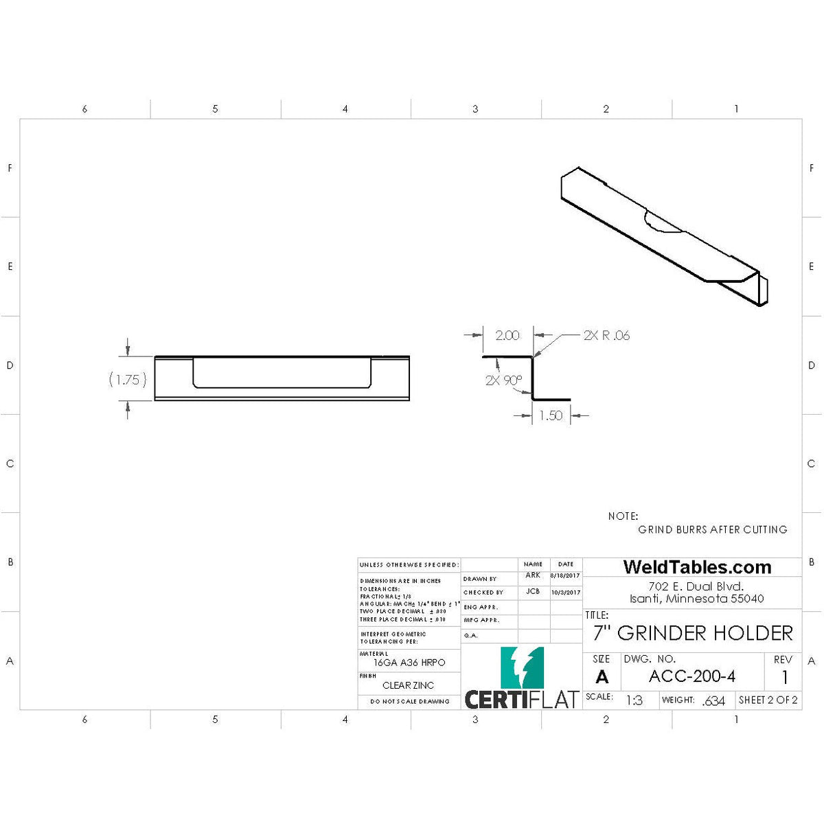 #SALE# CertiFlat 7&quot; Grinder Holder
