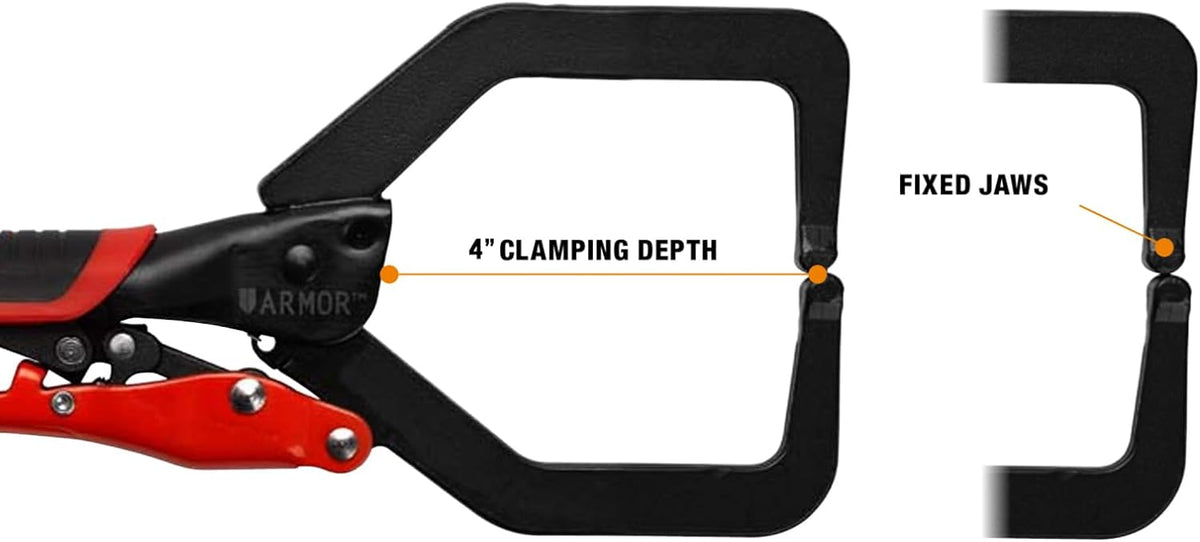 Locking C-Clamp - 11&quot; Welding Clamp with Auto Adjust Tech - ARMOR TOOL - A10200G