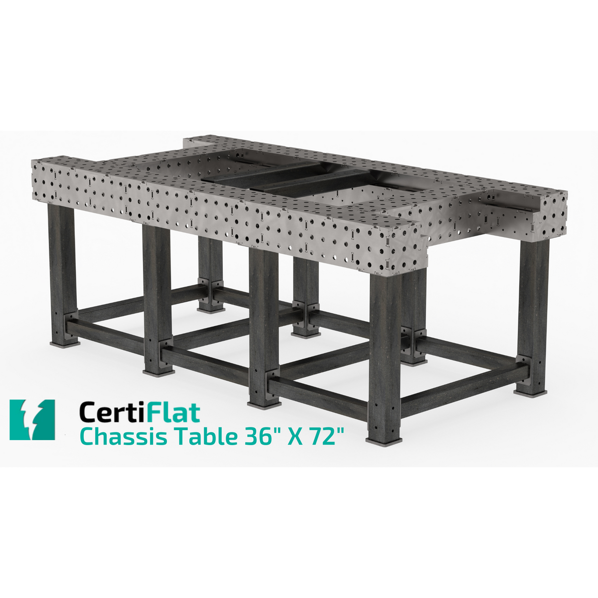 CertiFlat Chassis Table 36&quot; X 72&quot;, Fabrication Table Heavy Duty