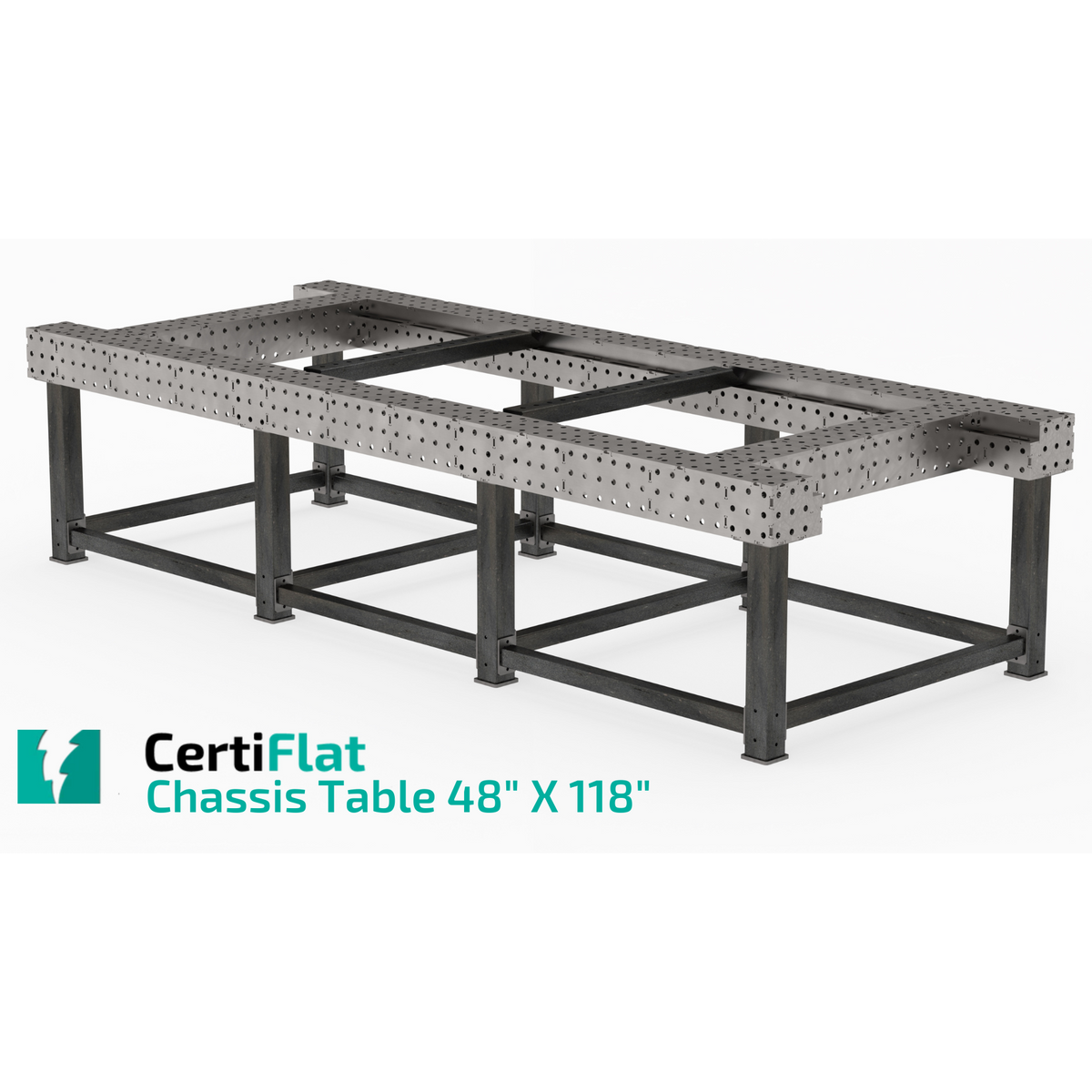 CertiFlat Chassis Table 48&quot; X 118&quot;, Fabrication Table Heavy Duty