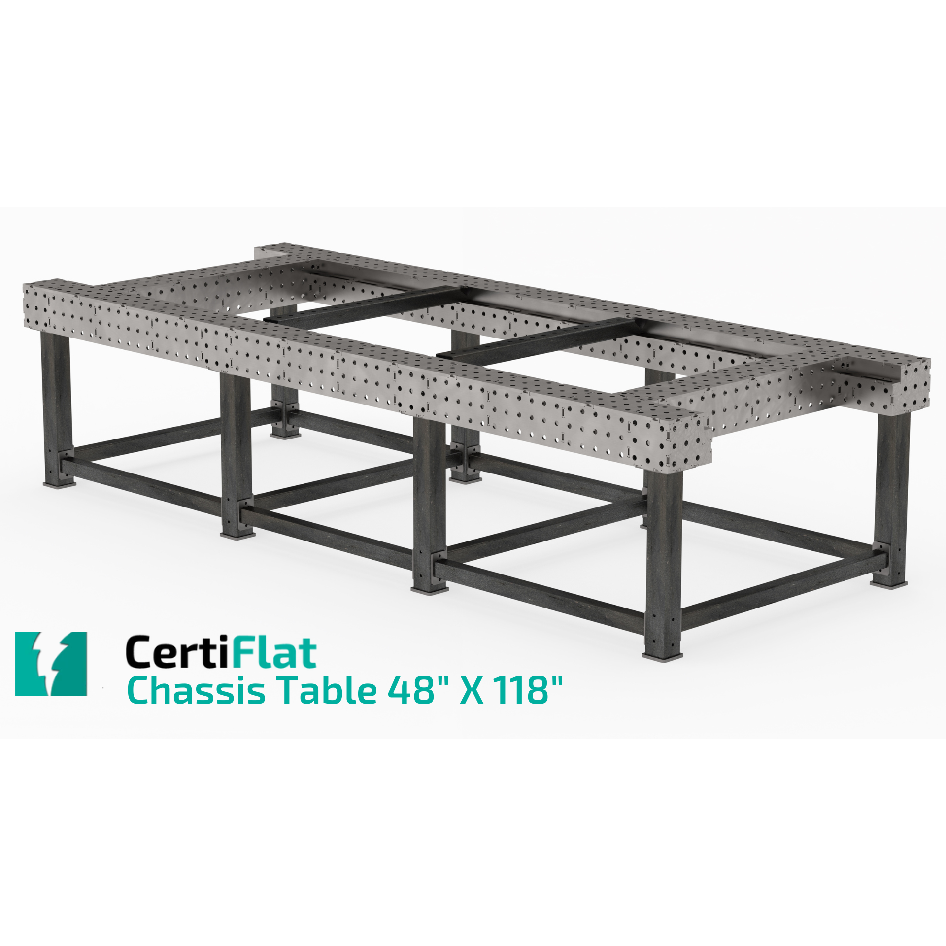 CertiFlat Chassis Table 48" X 118", Fabrication Table Heavy Duty