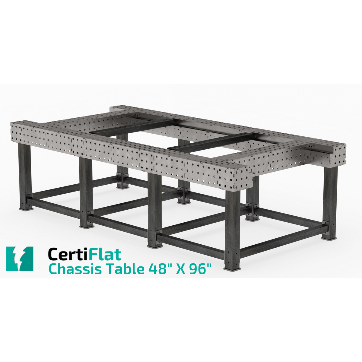 CertiFlat Chassis Table 48&quot; X 96&quot;, Fabrication Table Heavy Duty