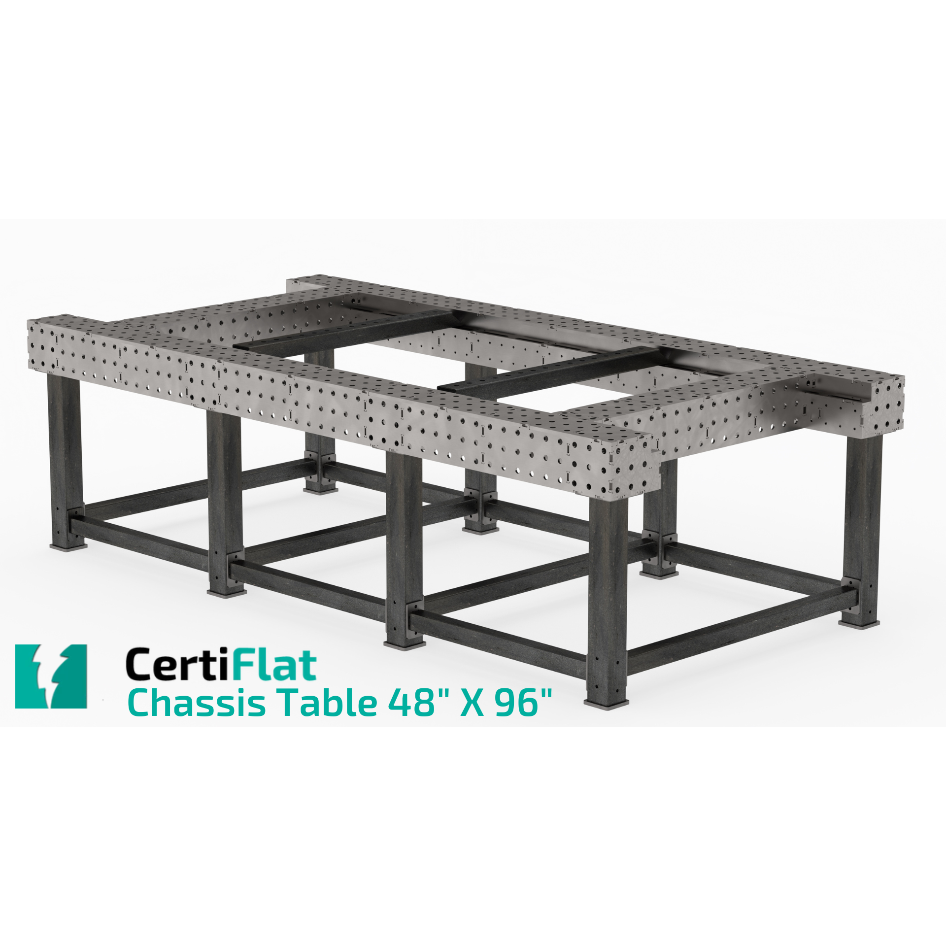 CertiFlat Chassis Table 48" X 96", Fabrication Table Heavy Duty