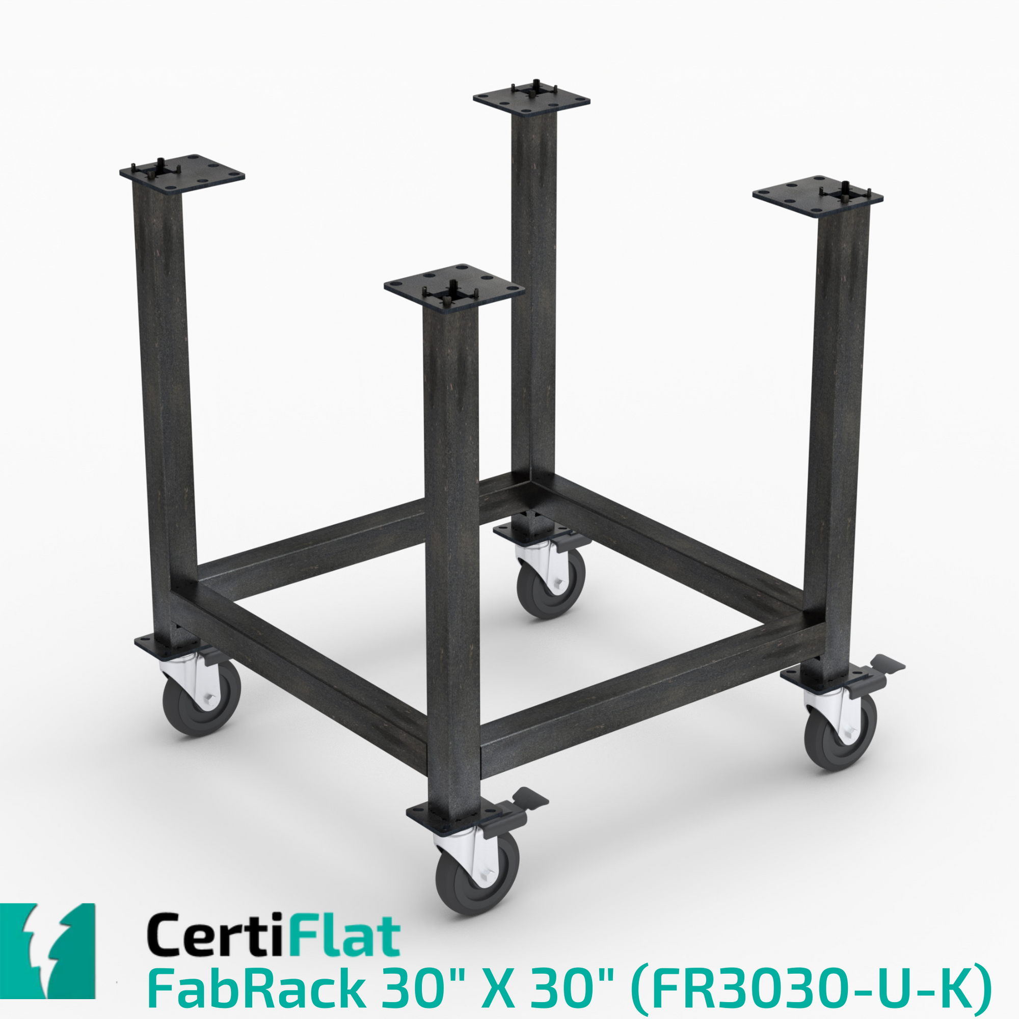 CertiFlat FabBlock Kit with casters - FR3030-U-K, 30"X30" FabRack CNC Tube Laser Leg Kit For FabBlocks