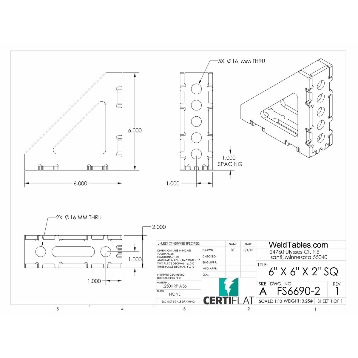 6&quot;X6&quot;X2&quot; Wide 90 Degree FabSquare U-Weld Kit