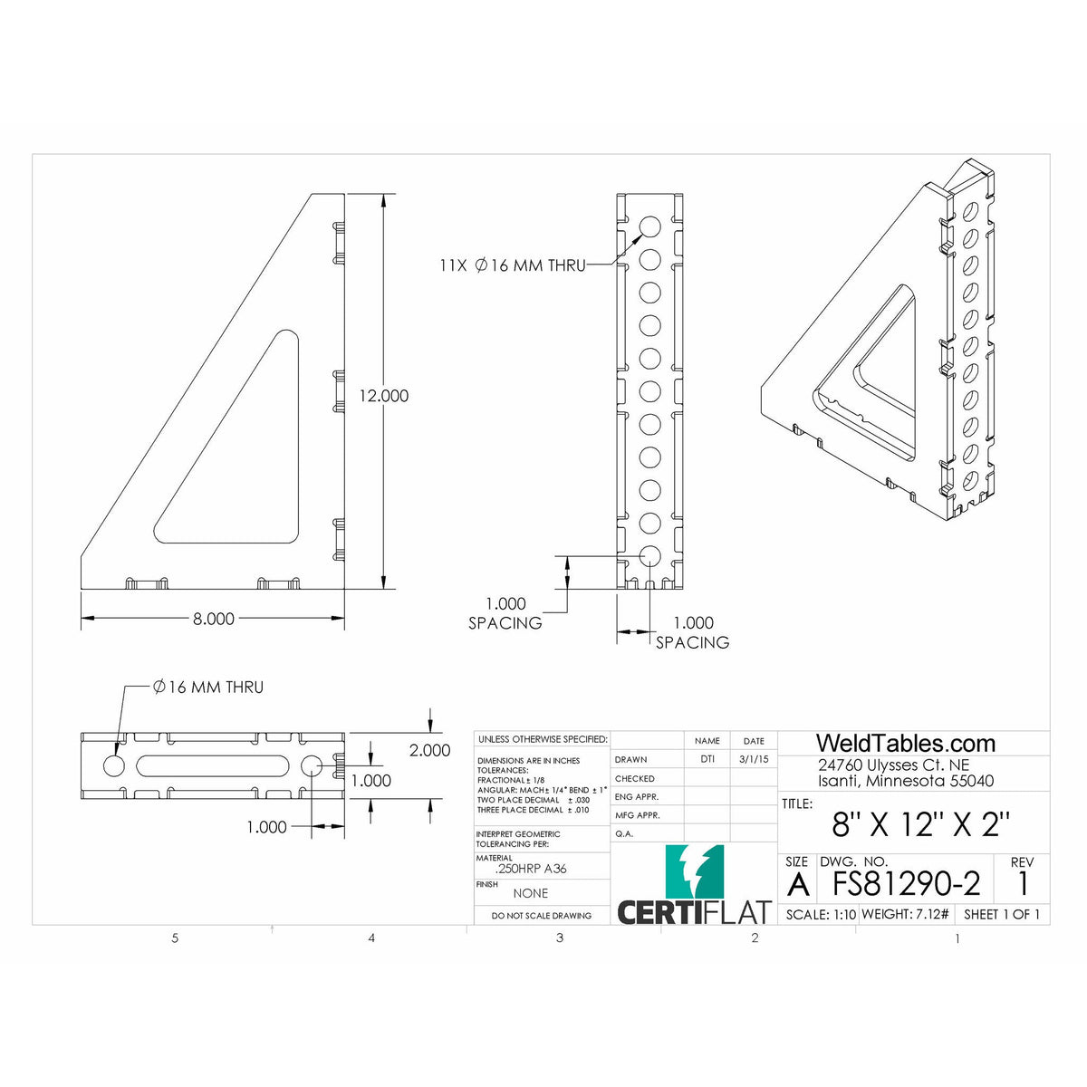 8&quot;X12&quot;X2&quot;w  90 Degree FabSquare U-Weld Kit-FS81290-2