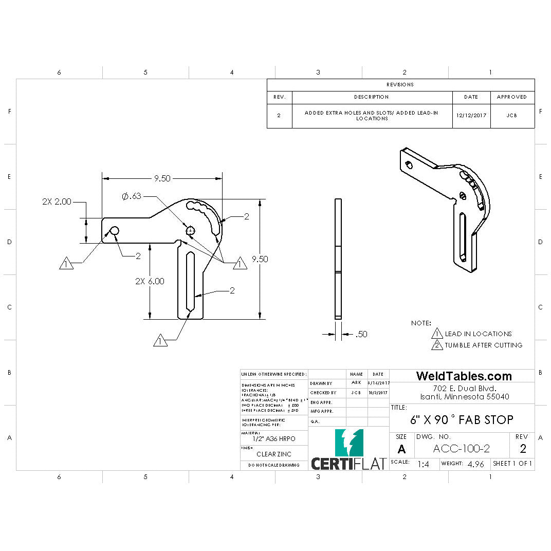 CertiFlat 6&quot; x 90 Degree FabStop