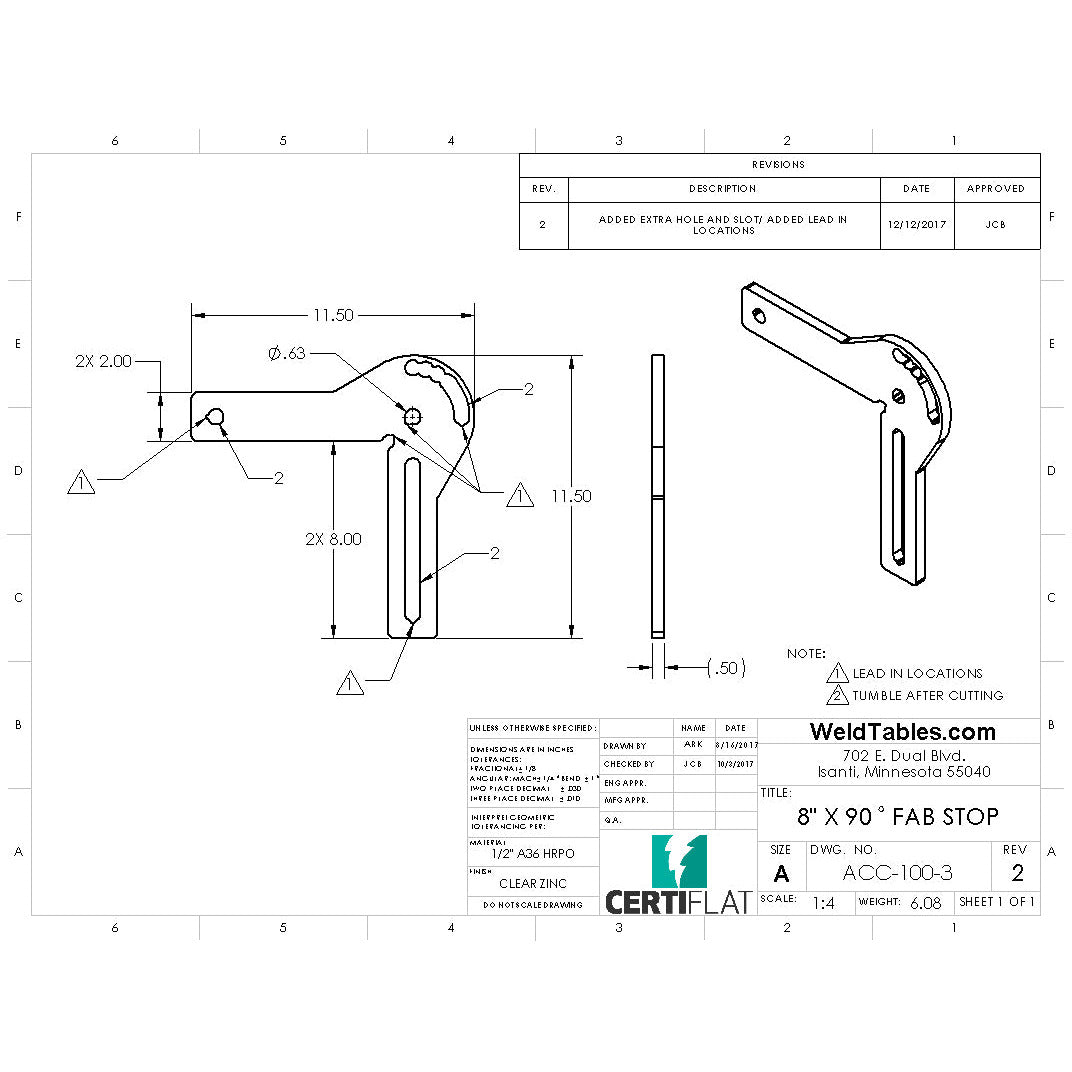 CertiFlat 8&quot; x 90 Degree FabStop