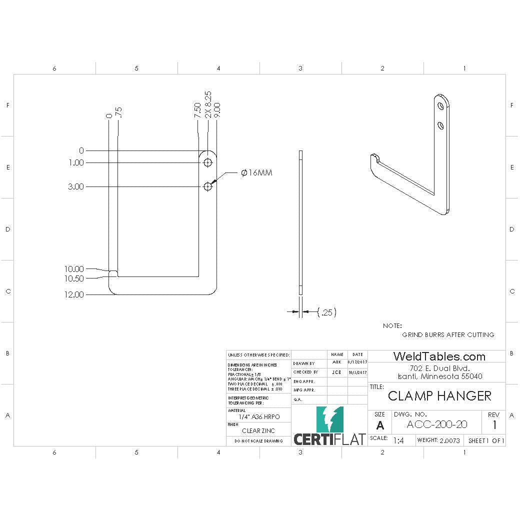 CertiFlat Tool Clamp Hanger