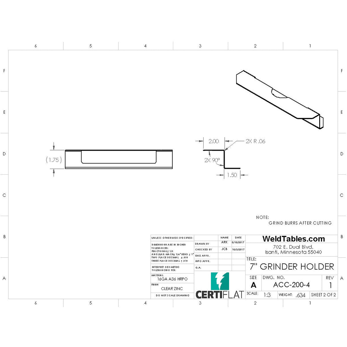 CertiFlat 7&quot; Grinder Holder