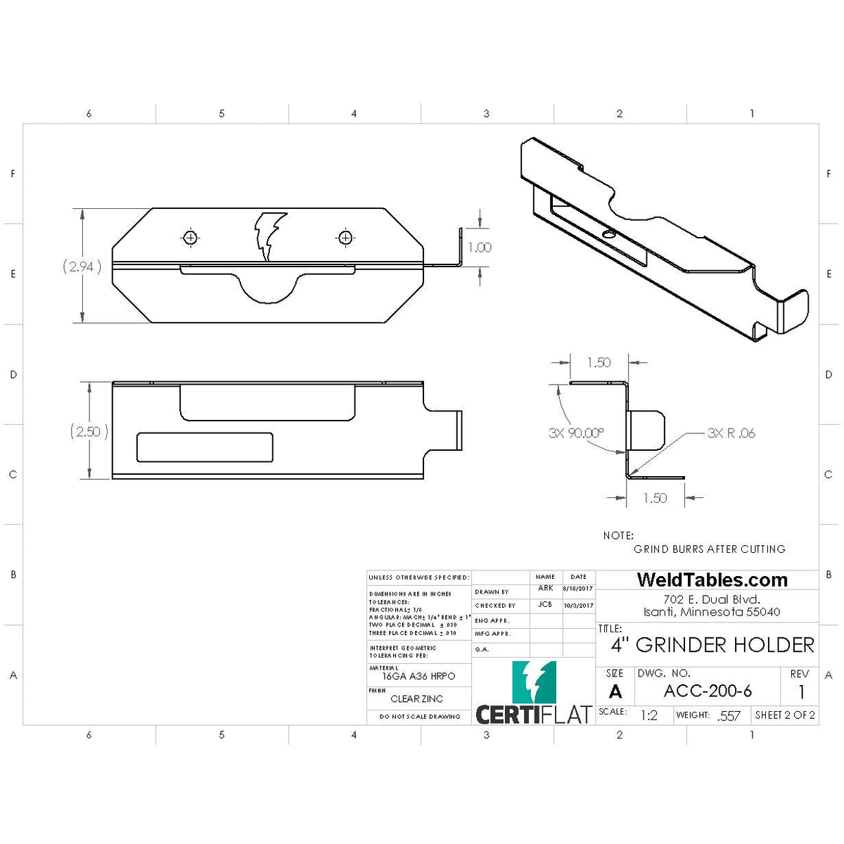 CertiFlat 4&quot; Grinder Holder