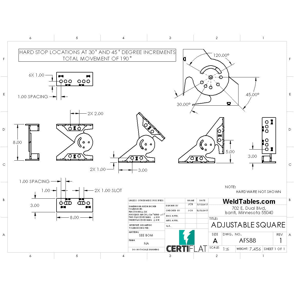 CertiFlat 8&quot;X8&quot;X3&quot; Adjustable FabSquare - AFS88