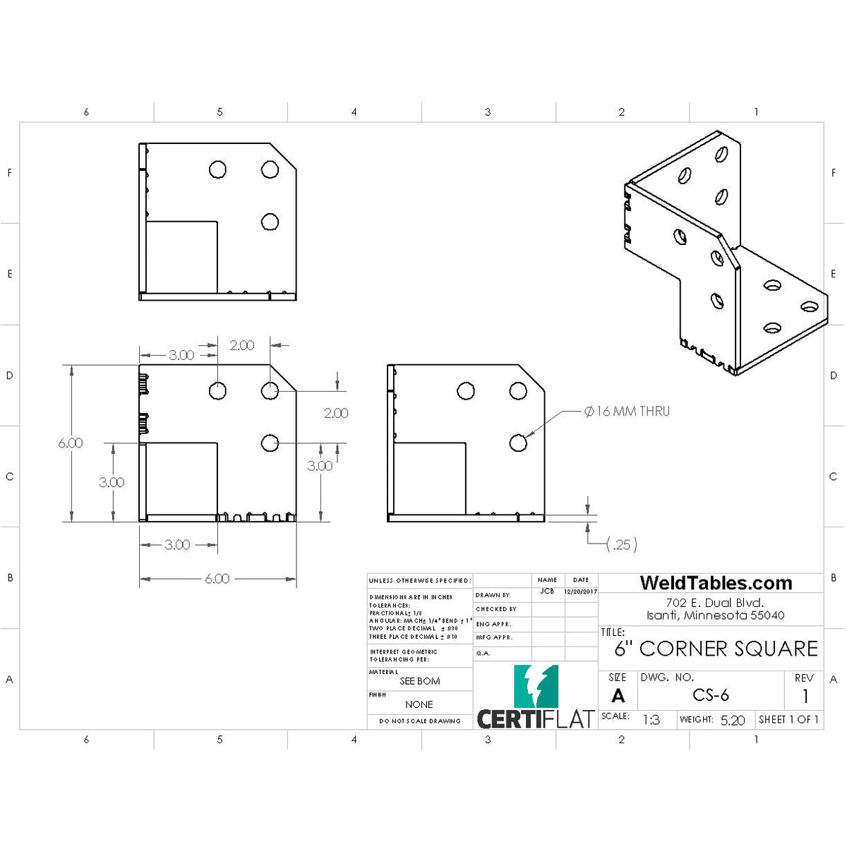 CertiFlat 6&quot; Corner Welding Square