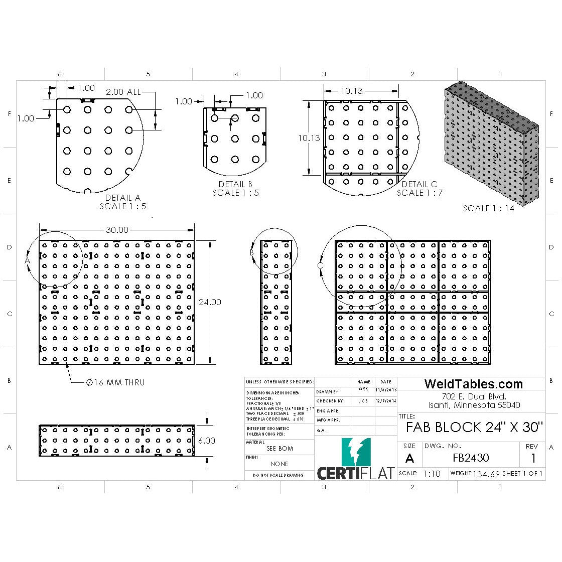 FabBlock - 24&quot;x30&quot; - Industrial Welding Table