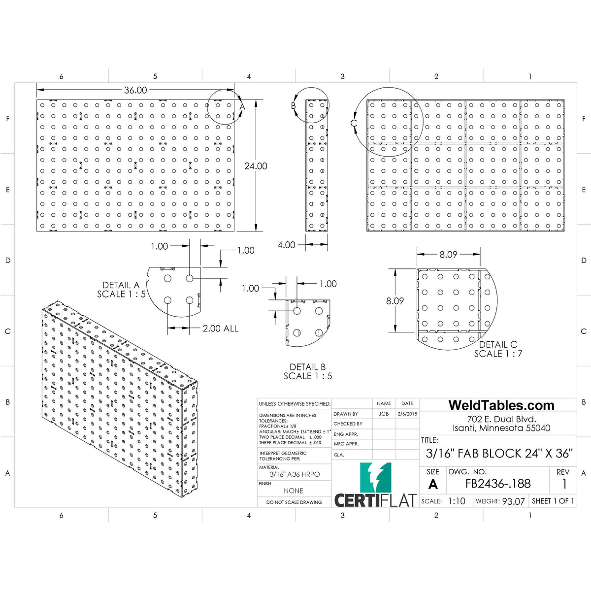 MiniBlock - 24&quot;x36&quot; - Heavy Duty Welding Table