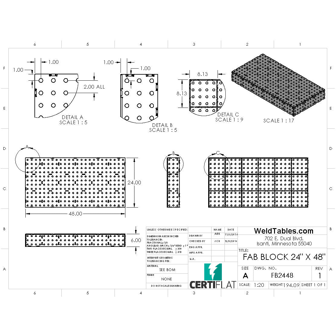 MiniBlock - 24x48 - Heavy Duty Welding Table 