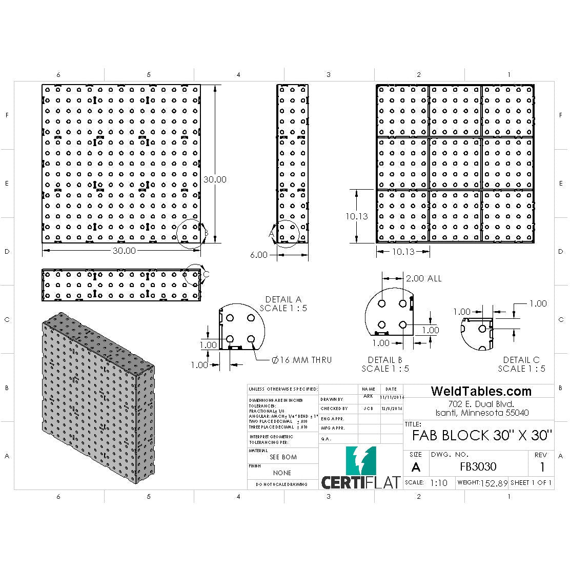 FabBlock - 30&quot;x30&quot; - Industrial Welding Table