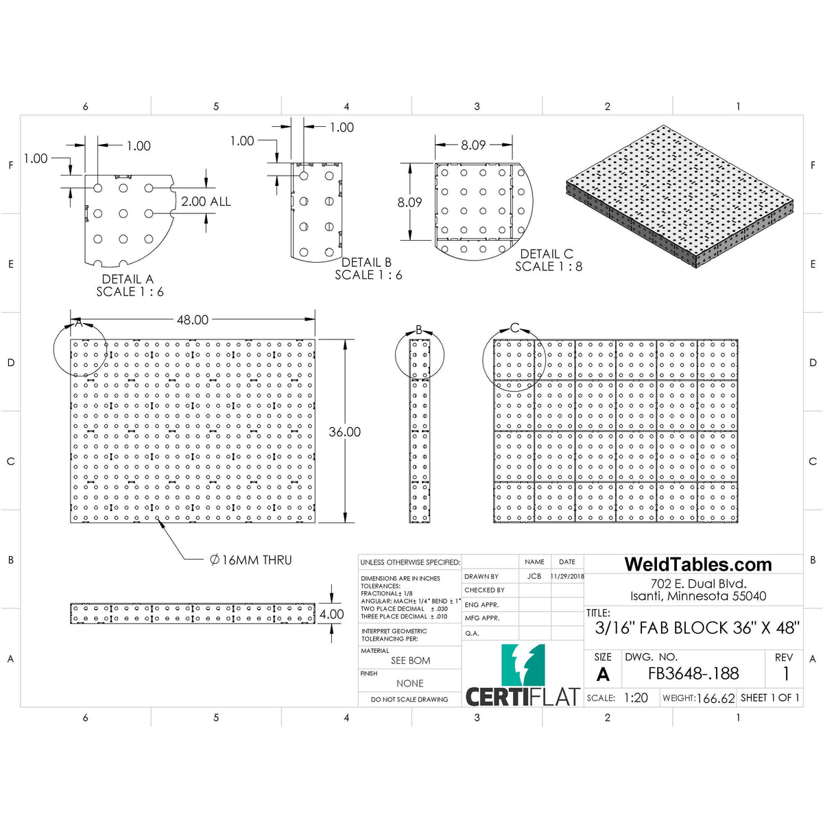 MiniBlock - 36&quot;x48&quot; - Heavy Duty Welding Table