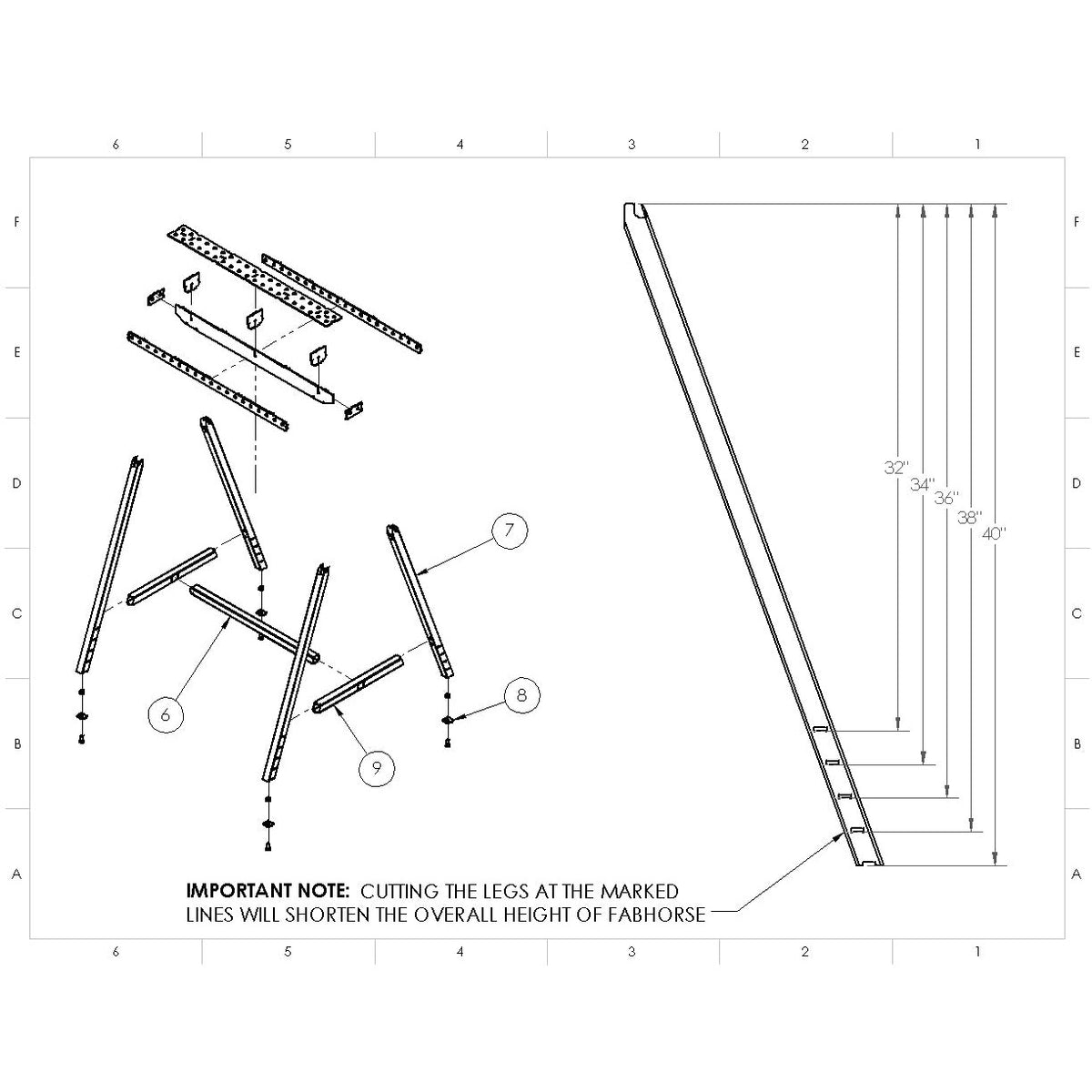 FH440R 40&quot; Rigid FabHorse 32&quot; -  40&quot; Height, 2&quot; Increments