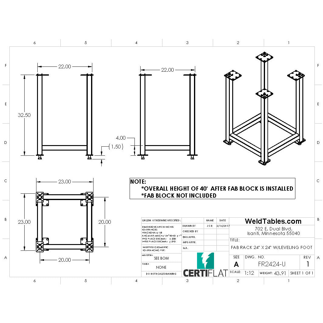 Certiflat 24&quot;X24&quot; FabRack for FabBlock