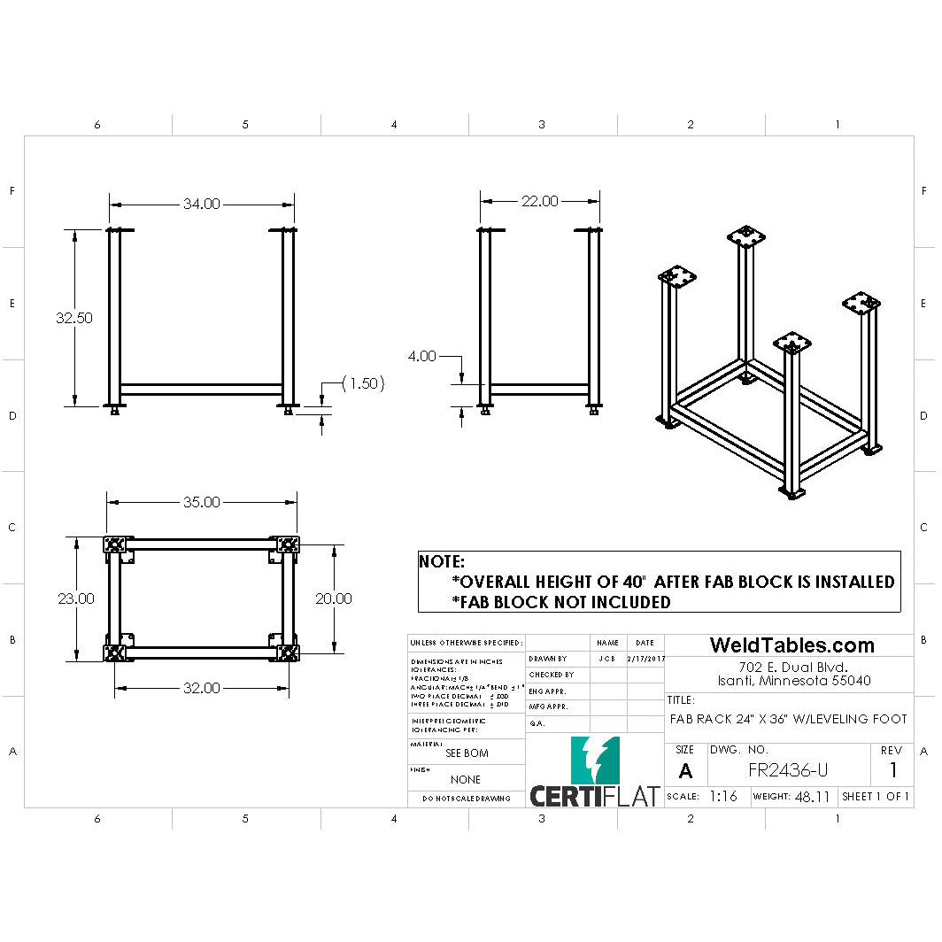 Certiflat 24&quot;X36&quot; FabRack for FabBlock and Mini-FabBlock