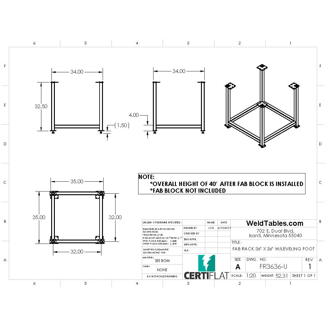 Certiflat 36&quot;X36&quot; FabRack for FabBlock