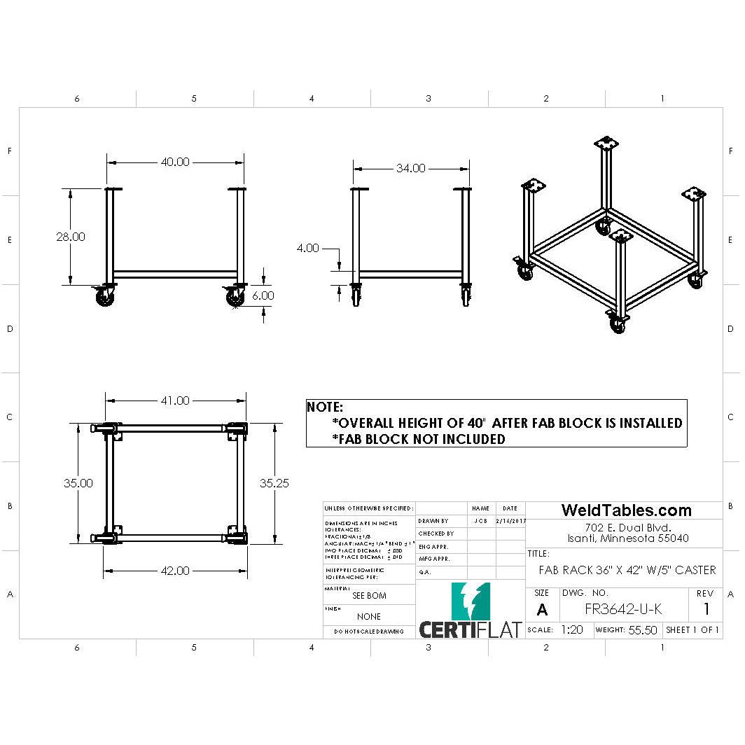 Certiflat 36&quot;X42&quot; FabRack for FabBlock