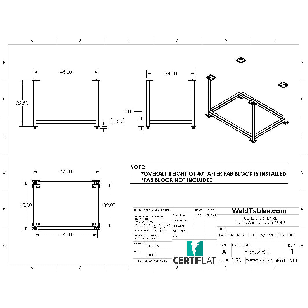 Certiflat 36&quot;X48&quot; FabRack for FabBlock and Mini-FabBlock