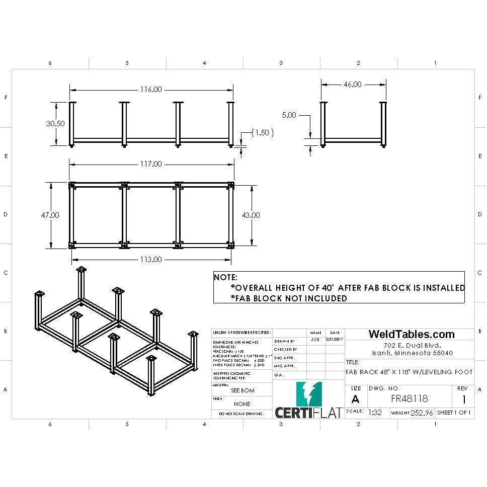 Certiflat 48&quot;X118&quot; FabRack for FabBlock
