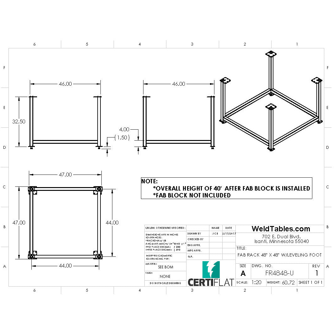 Certiflat 48&quot;X48&quot; FabRack for FabBlock