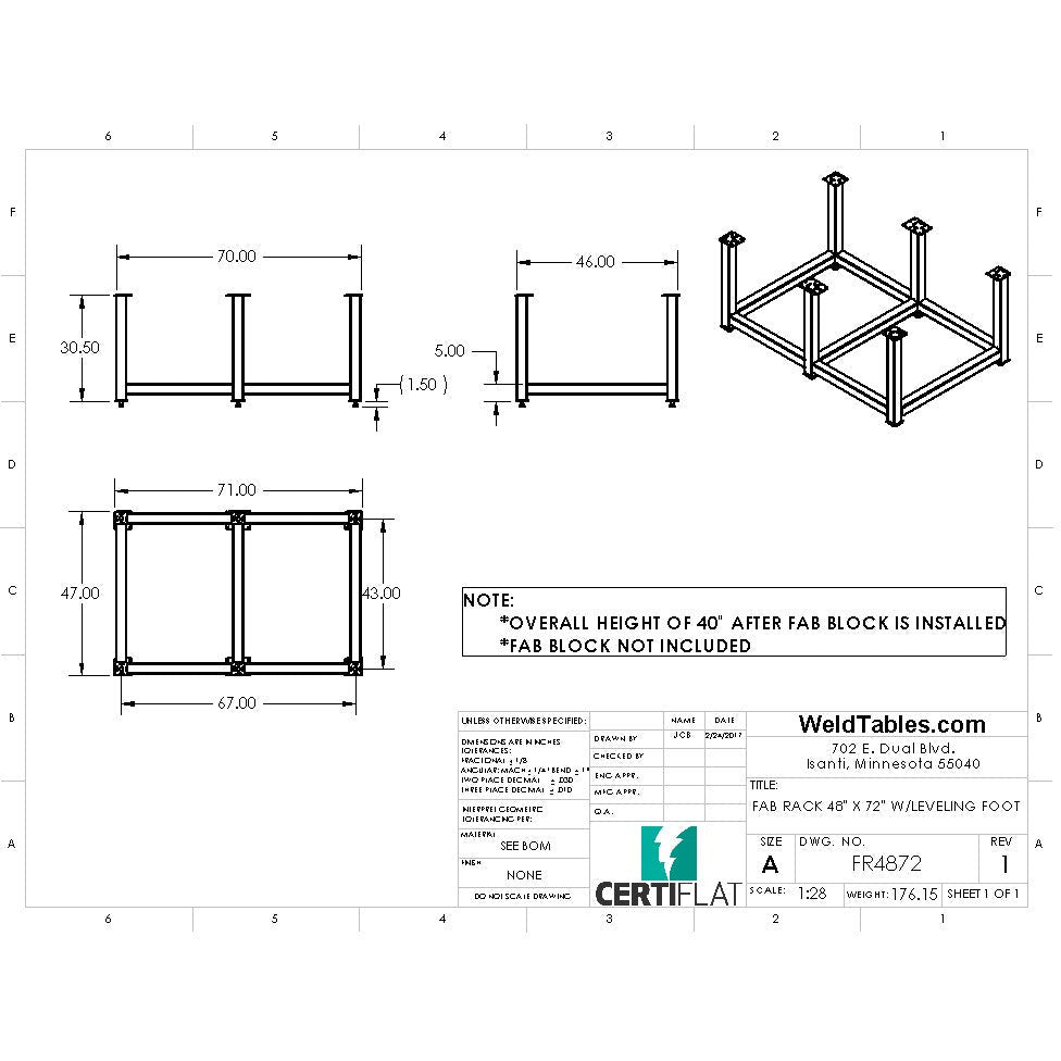 Certiflat 48&quot;X72&quot; FabRack for FabBlock