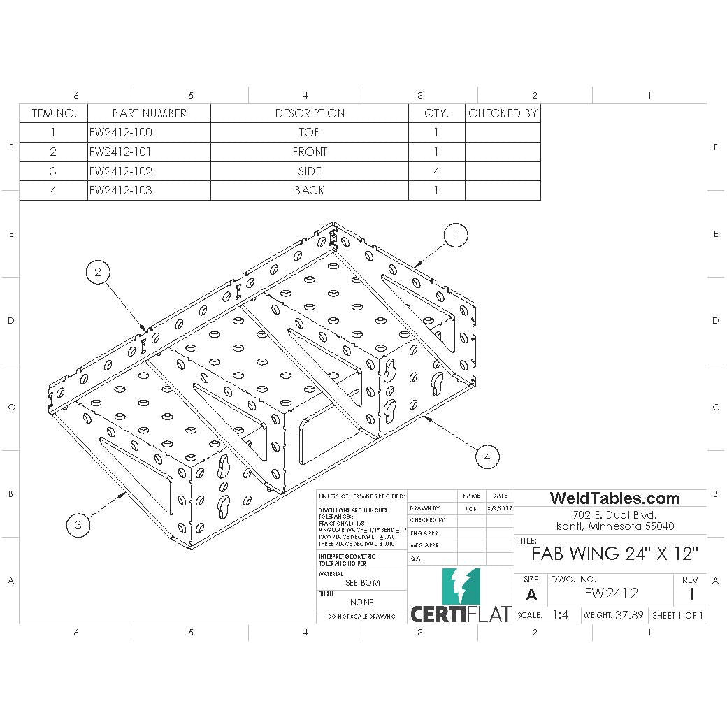 CertiFlat FabWing 24&quot; X 12&quot; Table Extension