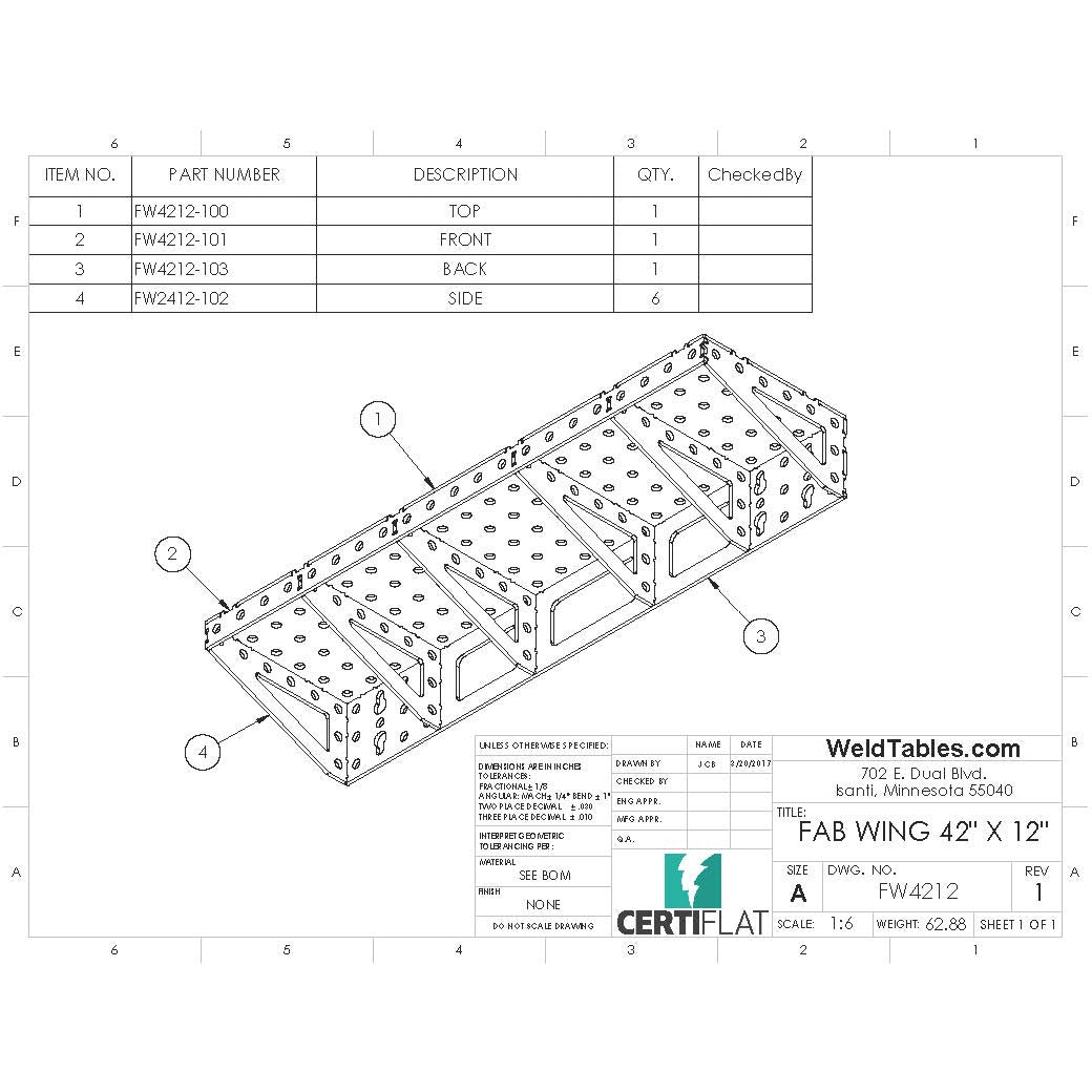 CertiFlat FabWing 42&quot; X 12&quot; Table Extension