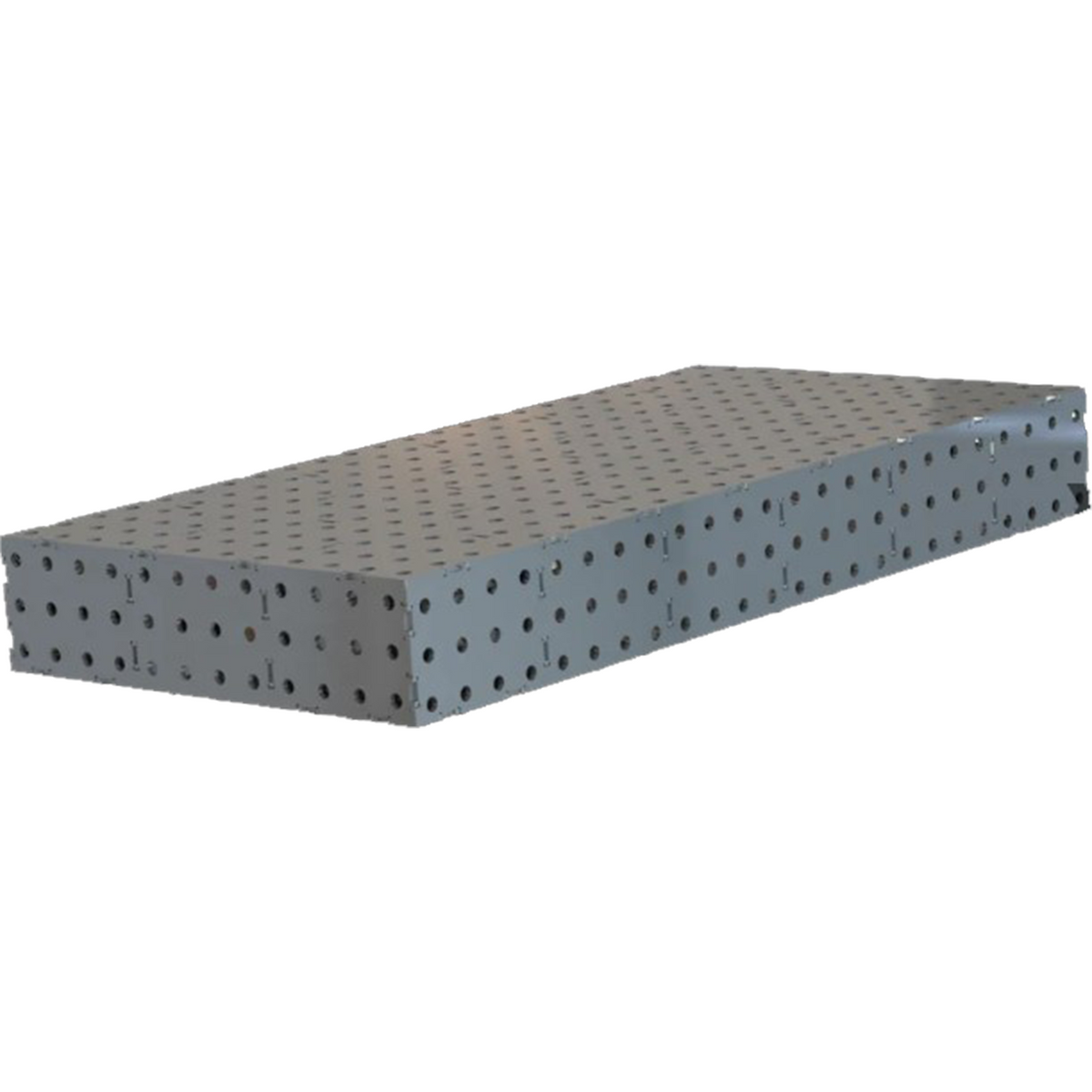 Visual representation of hole type options for CertiFlat FabBlock - 16mm round, 1/2&quot; holes tapped, and all holes tapped, demonstrating the table&#39;s adaptability for various clamping and tooling needs.