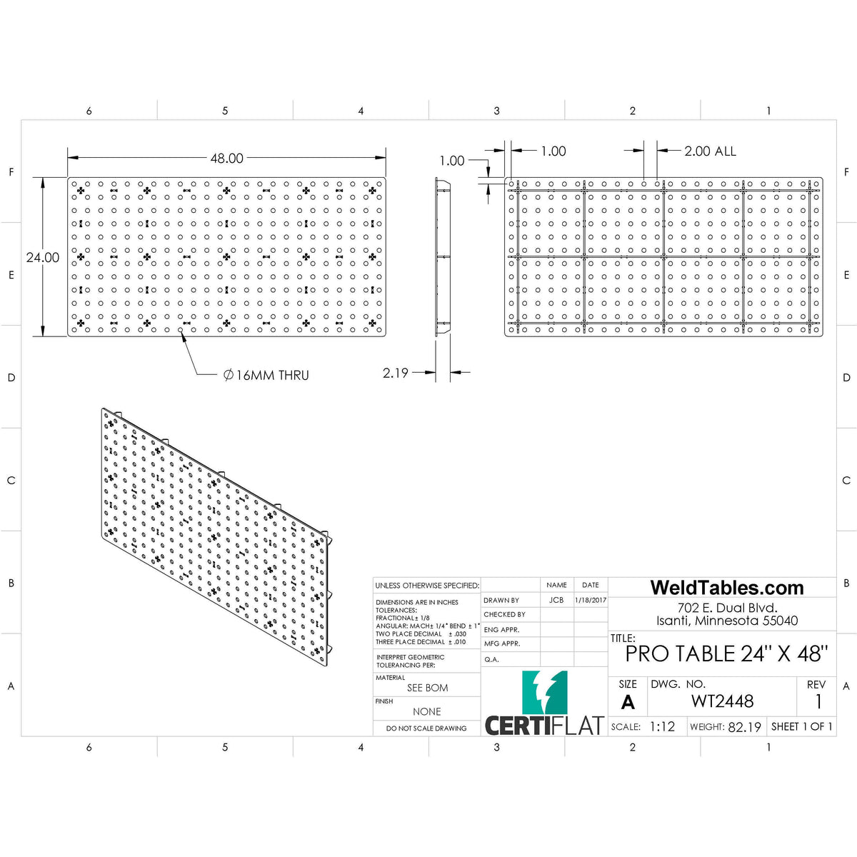 ProTop - 24&quot;x48&quot; - Welding Table