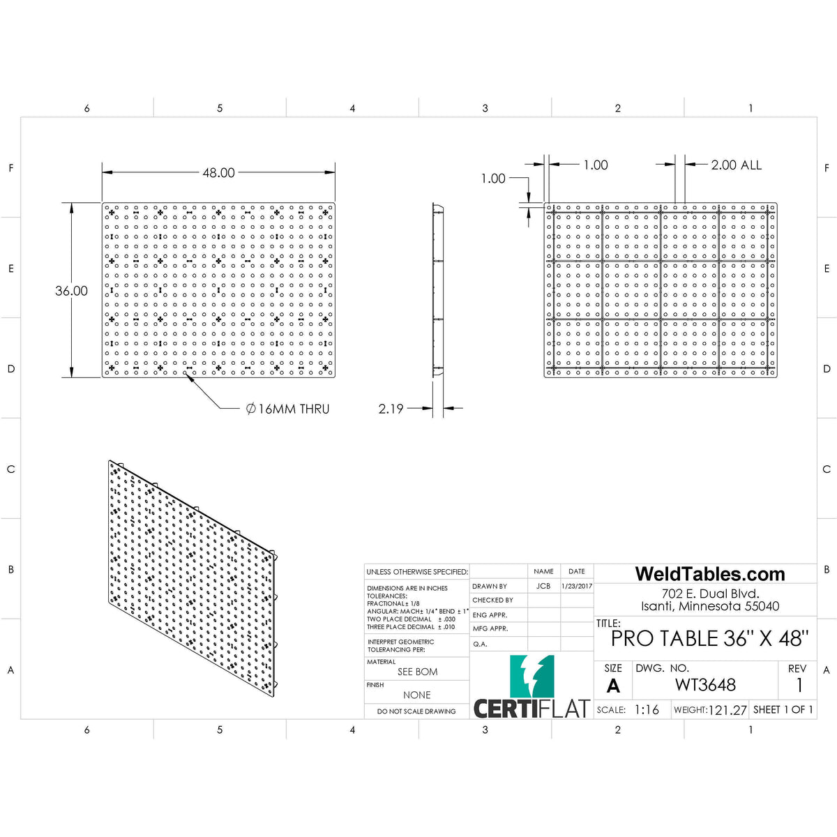 ProTop - 36&quot;x48&quot; - Welding Table