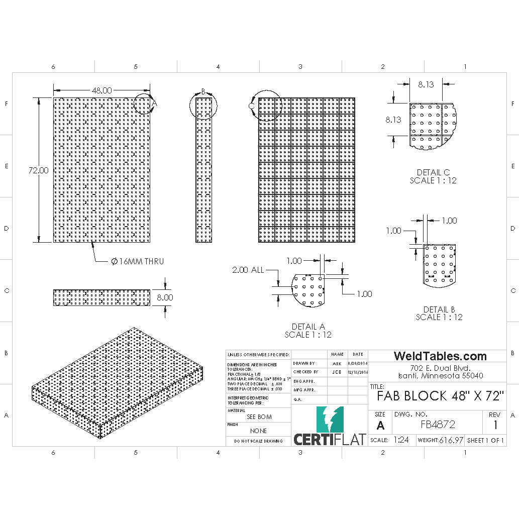 FabBlock Kit - FB4872 FabBlock U-Weld Kit Modular Welding Table Kit By CertiFlat
