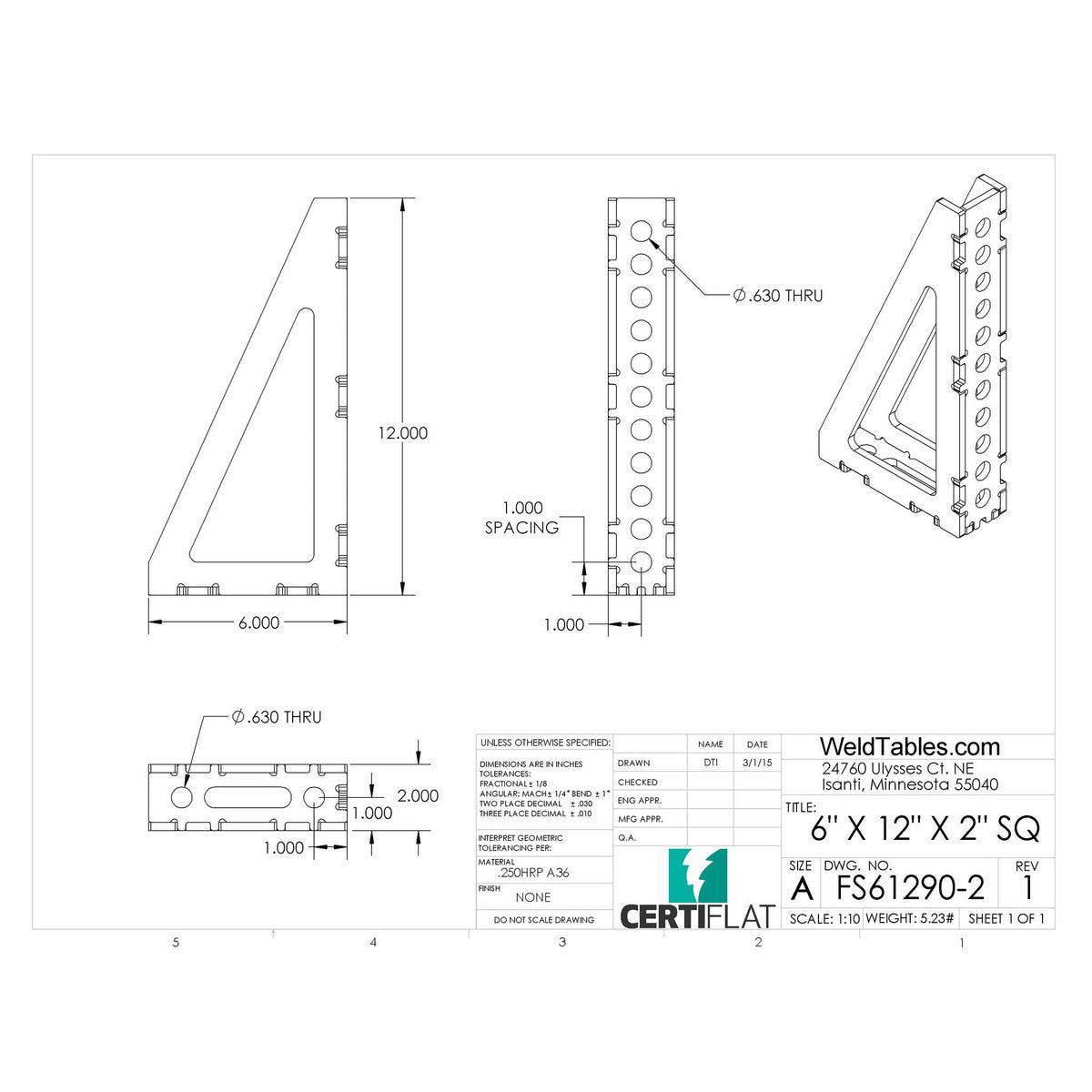 FS61290-2  6&quot;X12&quot;X FabSquare U-Weld Kit 2&quot; Wide 90 Degree